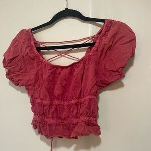 Women's Red Puff Sleeve Top
